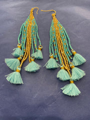 Long Beaded Tassel Earrings