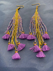 Long Beaded Tassel Earrings