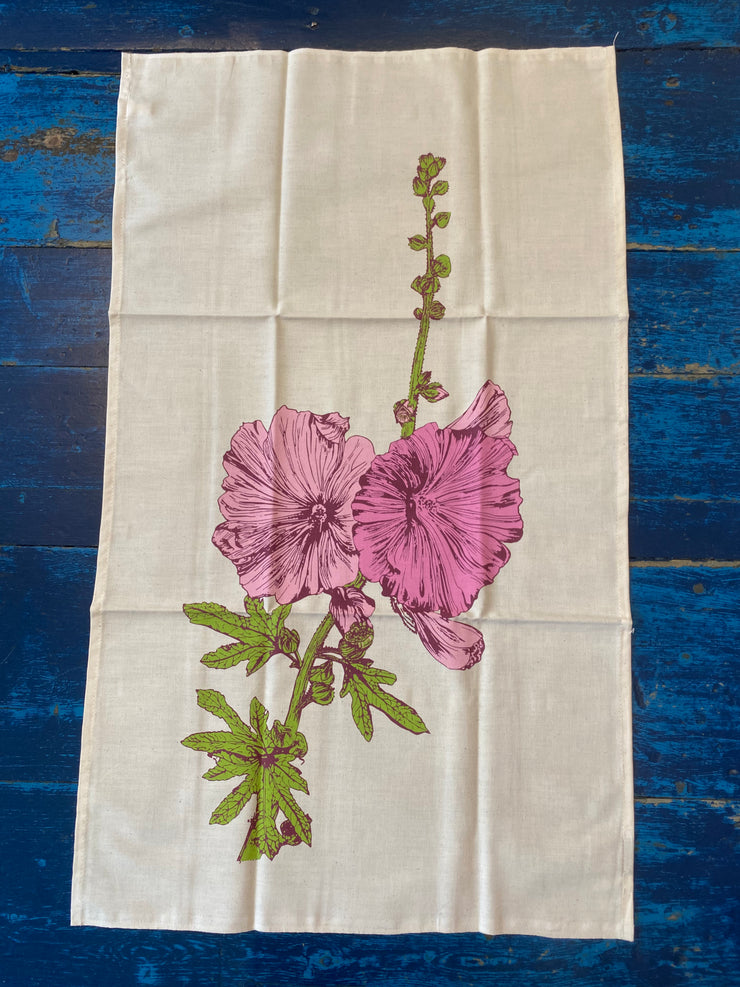 Lottie Day Tea Towel - Hollyhocks