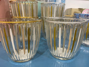 White & Gold Striped Glasses - Tumblers