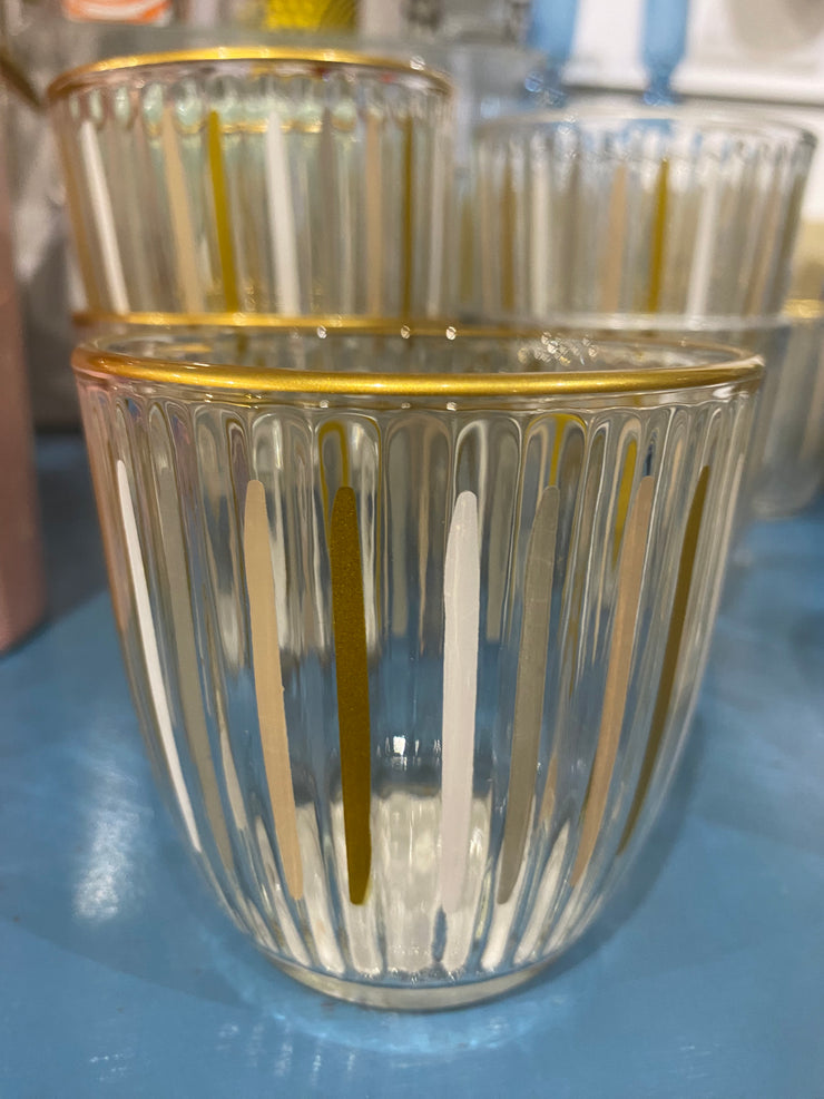 White & Gold Striped Glasses - Tumblers