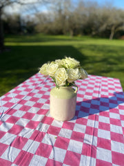 Twizzell Block Print Large Tablecloth - Pink Checkerboard