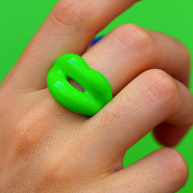Neon Green HOTLIPS Ring by Solange