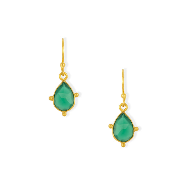 Ashiana Snowdrop Green Onyx & Gold Earrings