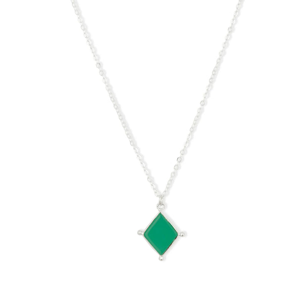 Ashiana Lyra Silver Green Onyx Necklace