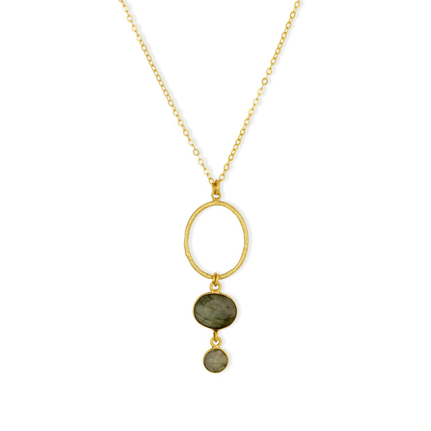 Ashiana Cadiz Labradorite Gemstone Hoop Necklace
