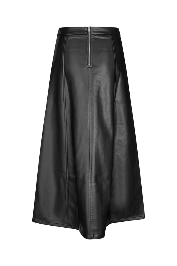 Lollys Laundry Lazise Faux Black Leather Maxi Skirt