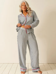 Stripe & Stare Stripe Long Pyjama Bottoms - Midnight Stripe