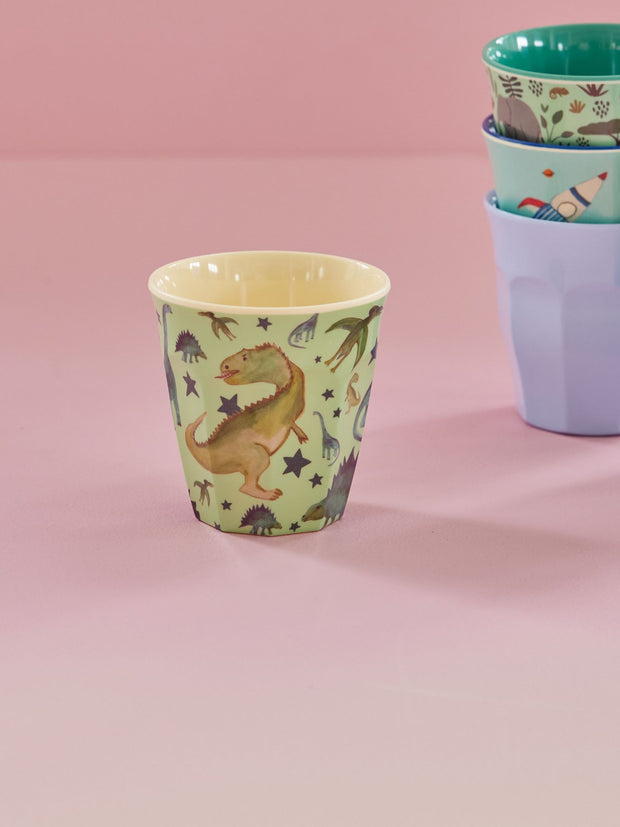 Rice Melamine Cups - Green Dino Print