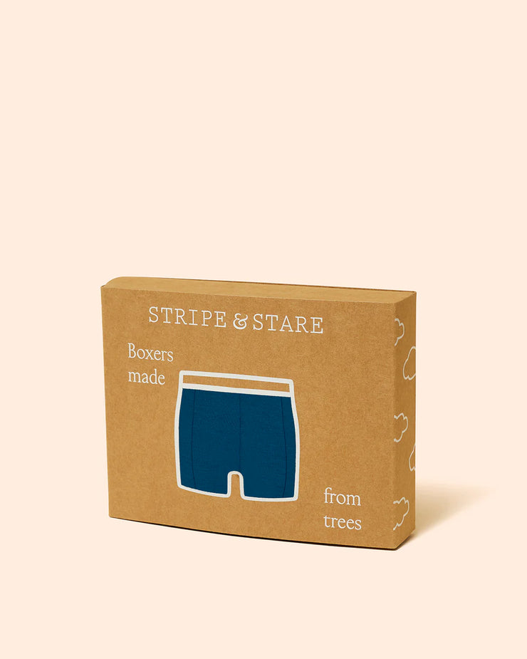 Stripe & Stare Men's Boxer Shorts In Midnight Blue