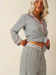 Stripe & Stare Stripe Long Pyjama Bottoms - Midnight Stripe