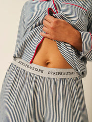 Stripe & Stare Stripe Long Pyjama Bottoms - Midnight Stripe
