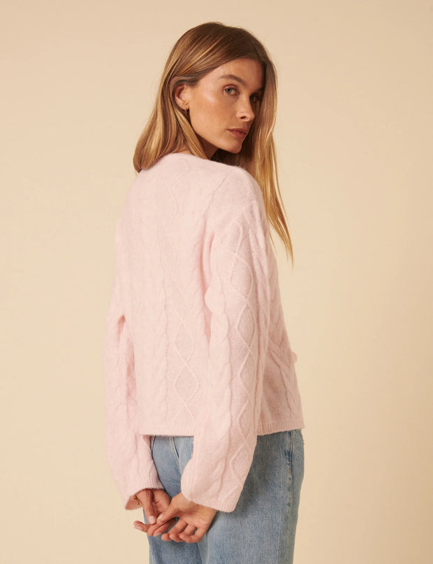 Nobody's Child Cable Tie Pink Cardigan