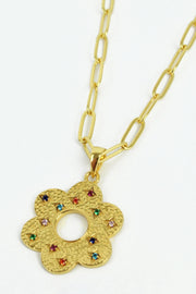 My Doris Rainbow Crystal Flower Charm Necklace