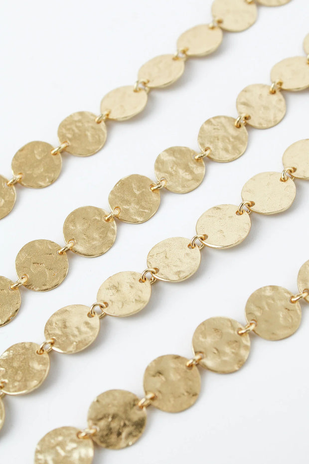 My Doris Long Gold Hammered Disc Necklace