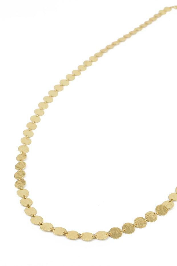 My Doris Long Gold Hammered Disc Necklace