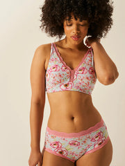 Stripe & Stare High Rise Knicker - Pastel Poppy