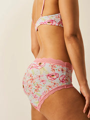 Stripe & Stare High Rise Knicker - Pastel Poppy