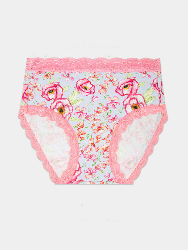 Stripe & Stare High Rise Knicker - Pastel Poppy