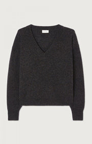 American Vintage Raxow V Neck Jumper - Charcoal