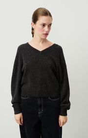 American Vintage Raxow V Neck Jumper - Charcoal