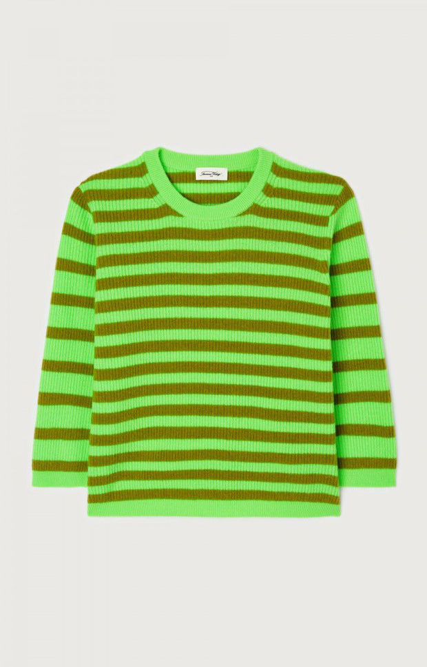 American Vintage Raxow Jumper - Fluo Green Striped