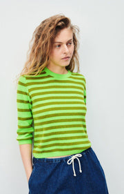 American Vintage Raxow Jumper - Fluo Green Striped