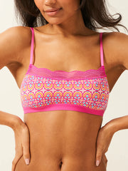 Stripe & Stare Square Neck Lace Bra - Retro Geo
