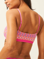 Stripe & Stare Square Neck Lace Bra - Retro Geo