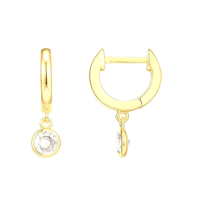 Roxi Gold Huggies with Zirconia Pendant