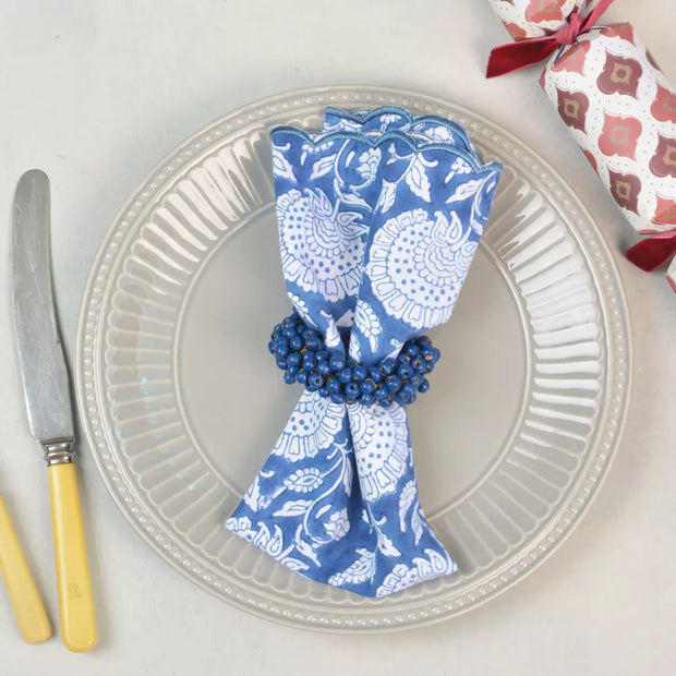 Scalloped Edge Napkins Set of 4 - Lapis Blue