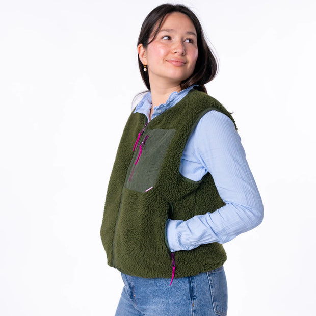Billybelt Women's Sleeveless Sherpa Gilet - Khaki