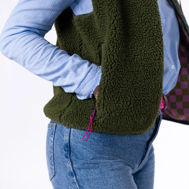 Billybelt Women's Sleeveless Sherpa Gilet - Khaki