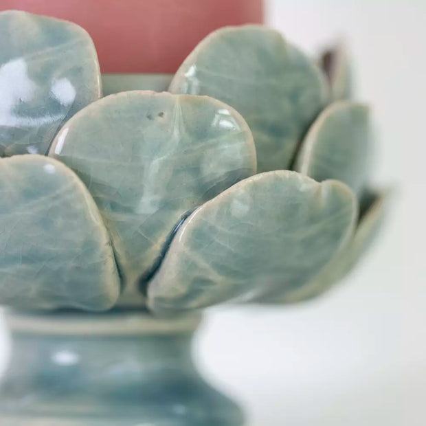 Artichoke Pillar Candle Holder - Sage