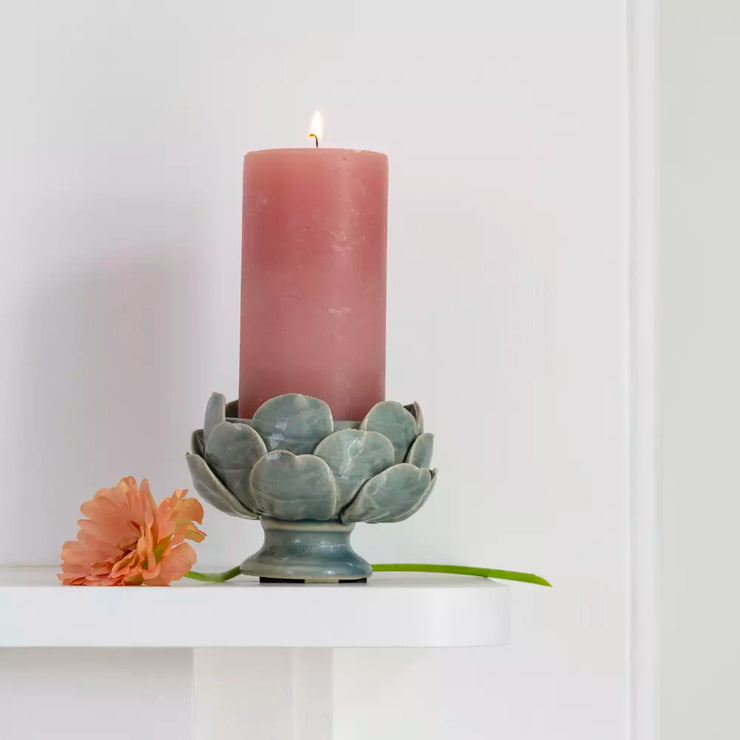 Artichoke Pillar Candle Holder - Sage
