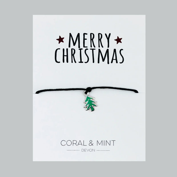 Coral & Mint Christmas Tree Charm Bracelet