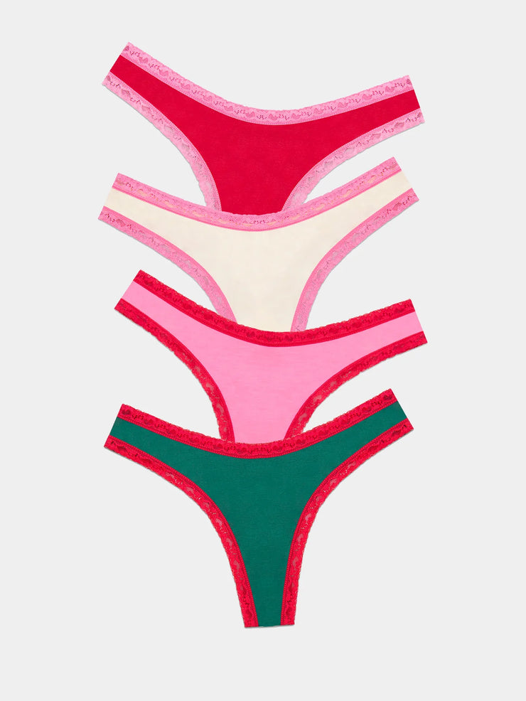 Stripe & Stare Thong Box of 4 - Sugar & Spice