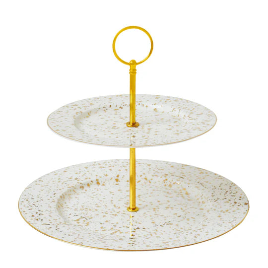 Enchanted Gold Splatter Tiered Cake Plate