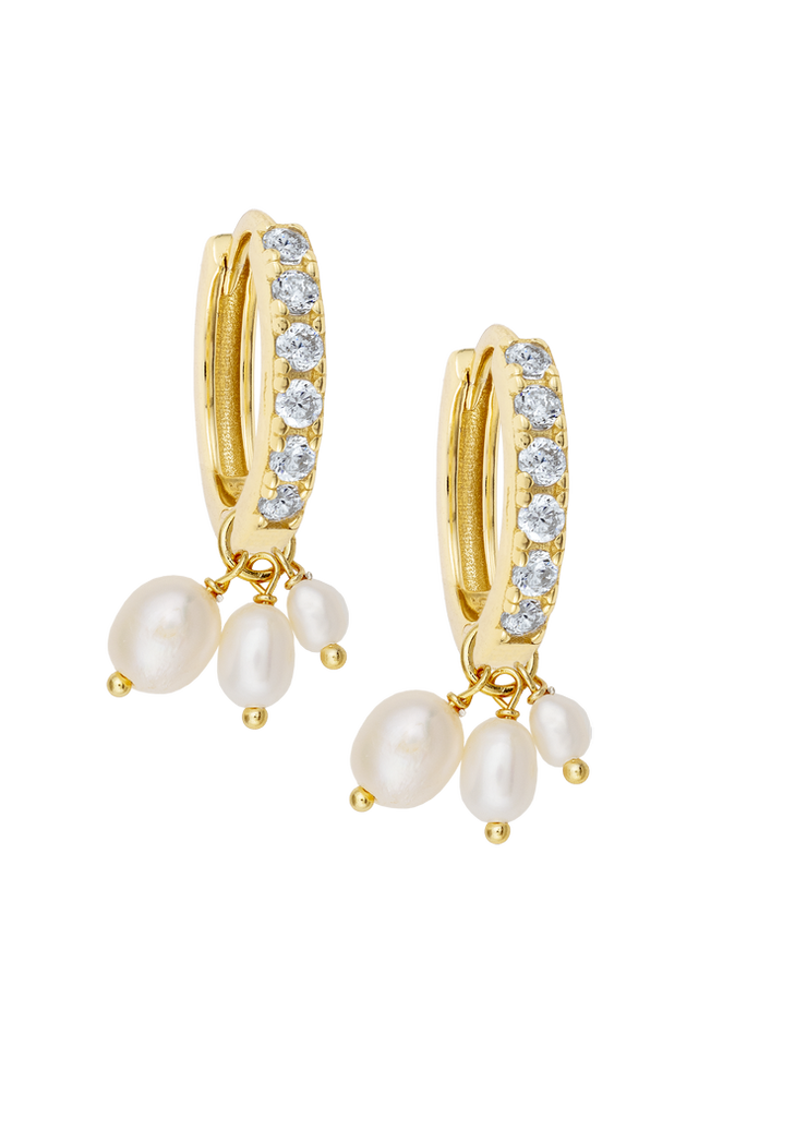 Atelier 18 Zirconia Midi Hoops with Pearl Cluster