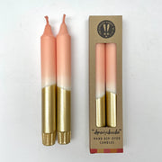 The Singing Rabbit 2 Dinner Candles - Blush Pink & Gold Dip Dyed