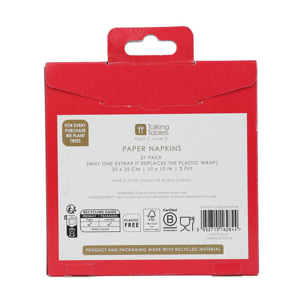 Christmas Paper Napkins 20 Pack - Candy Bows