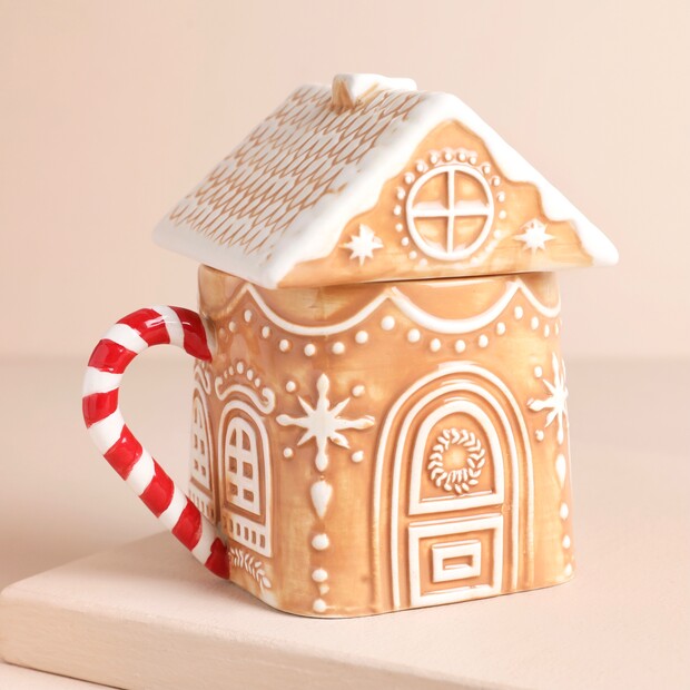 Gingerbread House Mug with Lid