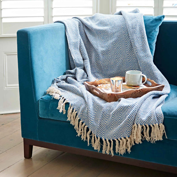 Recycled Cotton Woven Chevron Throw