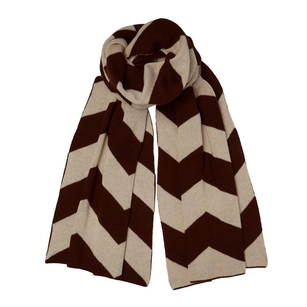 Cashmere Chevron Scarf - Camel & Brown