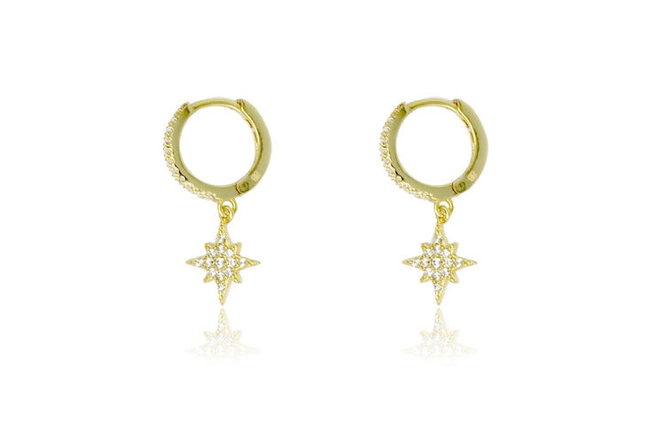 Boho Betty Earrings - Cohan Gold Cz Star Hoops
