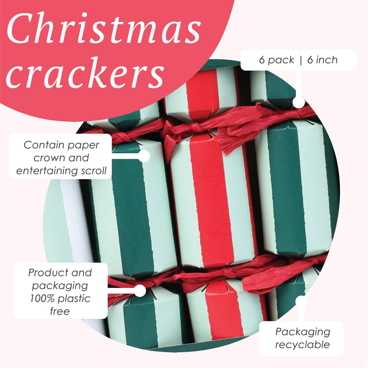 Mini Christmas Crackers Box of 6 - Striped