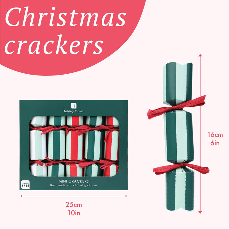 Mini Christmas Crackers Box of 6 - Striped