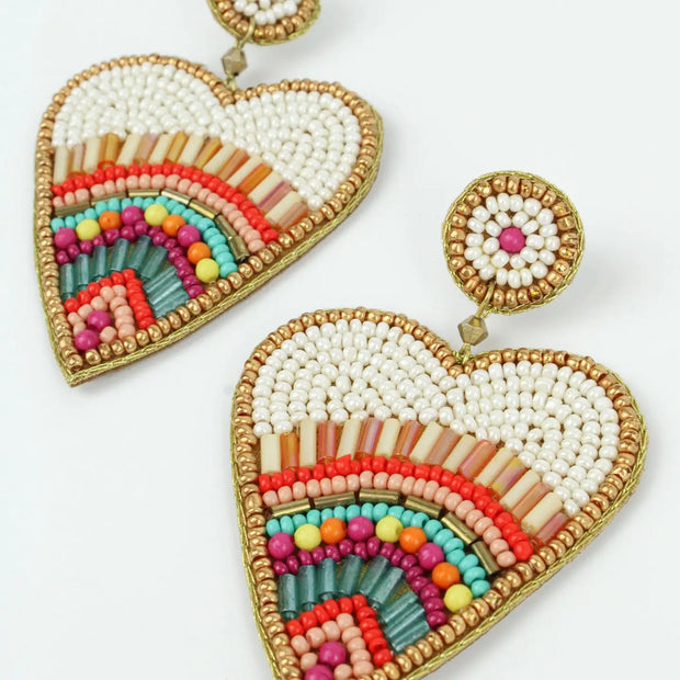 My Doris Heart Earrings - Multi Cream