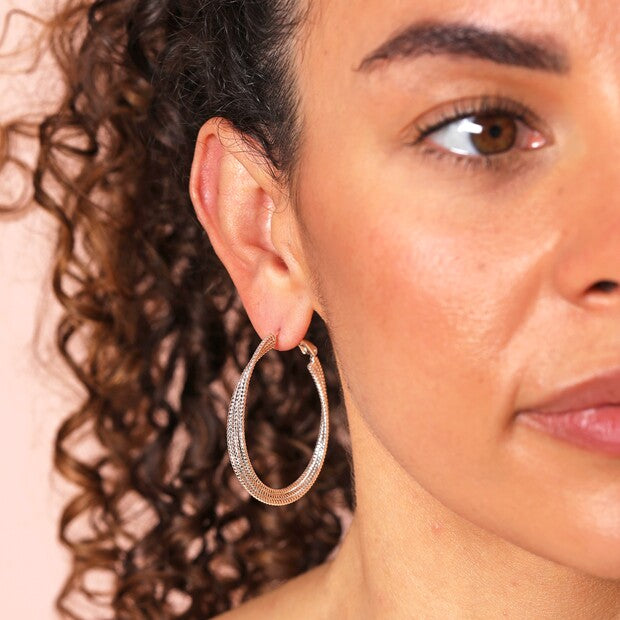 Triple Layered Thread Hoop Earrings in Silver or Gold