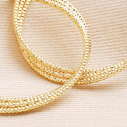 Triple Layered Thread Hoop Earrings in Silver or Gold